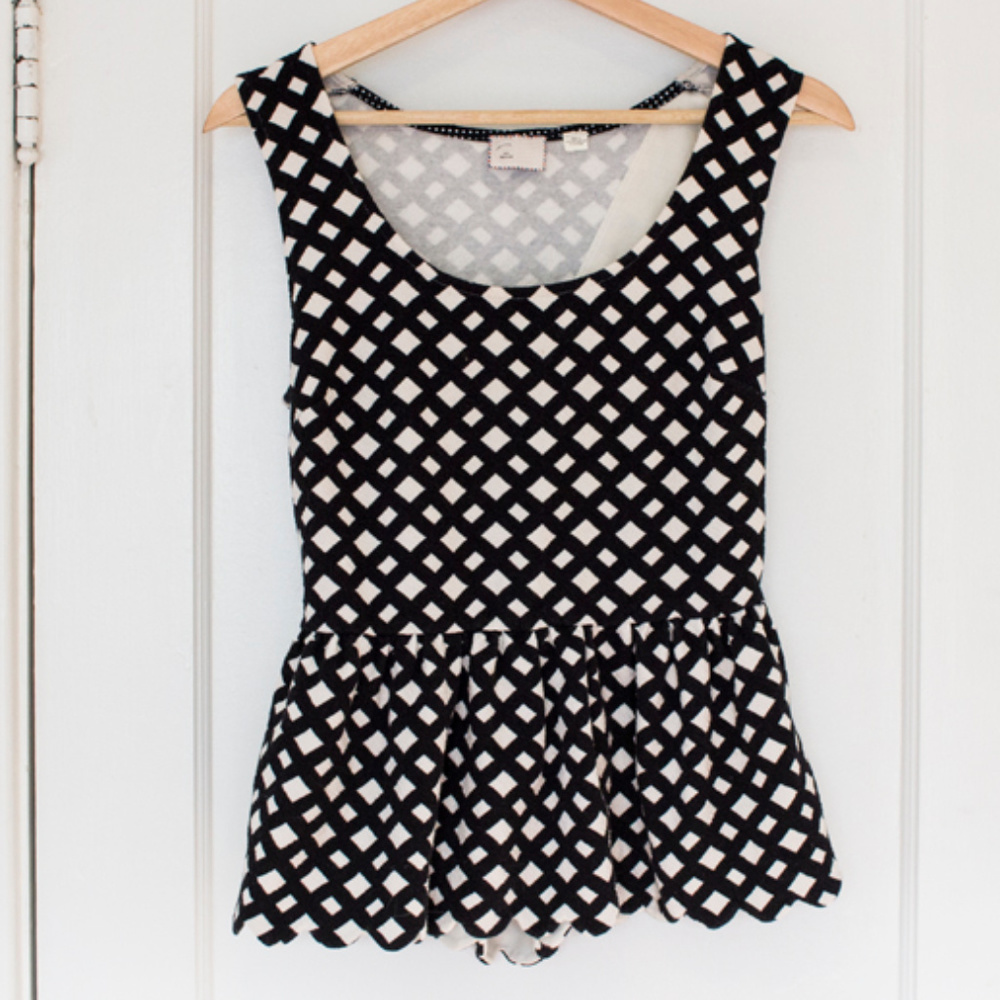Anthropologie Postmark Clovelly Check Peplum